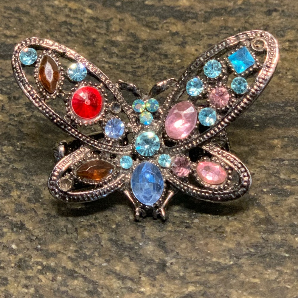 VINTAGE | Rhinestone Butterfly Scarf or Hair Clip